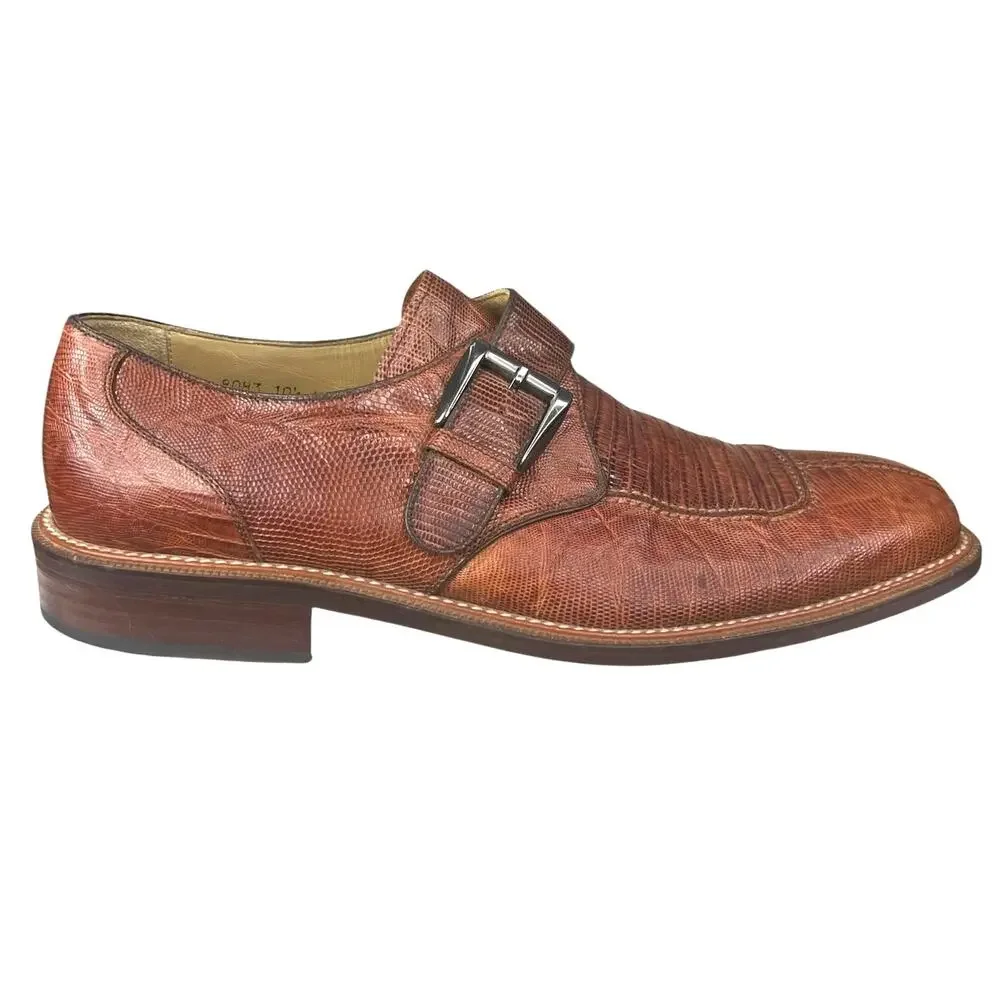 Julio Blanco Men’s Brown Lizard Monk Strap Dress Shoes Size US 10.5